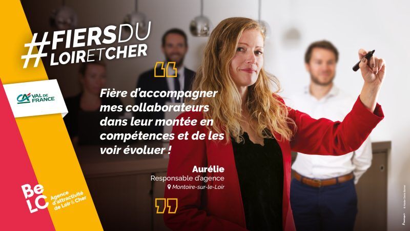 Portrait de Aurélie Hamon, responsable d'agence au Crédit Agricole Val de France à Montoire, en Loir-et-Cher